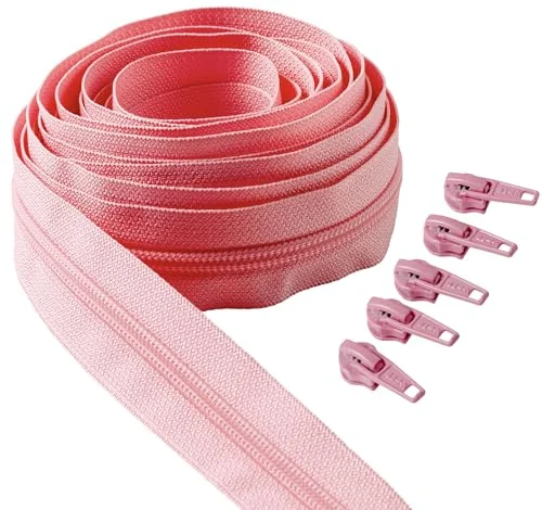 IPEA Blixtlås med kontinuerlig rosa kedja 5 meter lång + 15 metallskjutreglage tillverkad i Italien storlek #5 dragkedjor nylon dragkedja skärbar för Metro sömnad 30 mm 8059692503025