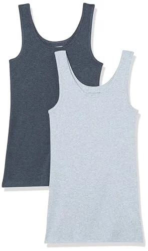 Amazon Essentials Women's Linne smal passform, Pack of 2, Kolsvart ljung/Ljusgrå ljung, XL 191770288771