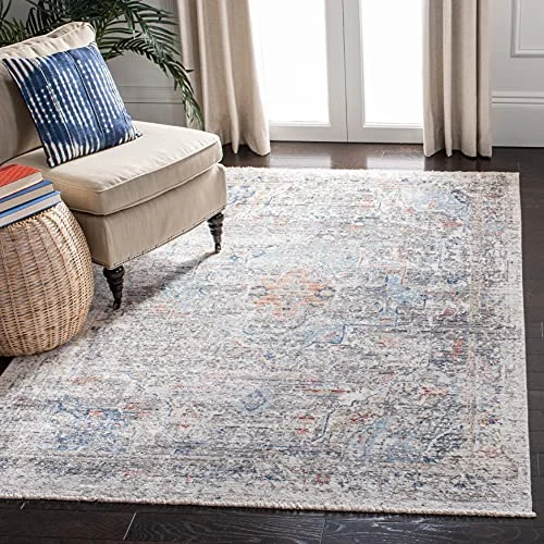 SAFAVIEH Samtida matta för vardagsrum, matsal, sovrum dröm samling, kort lugg, grå och multi, 122 x 183 cm 889048734166