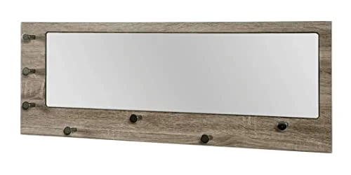 HAKU Möbel Väggklädhängare krom, ek tryffel, MDF, metall, spegel Storlek: B 80 cm x H 30 D 6 cm, Stil: Modern 4001070427519