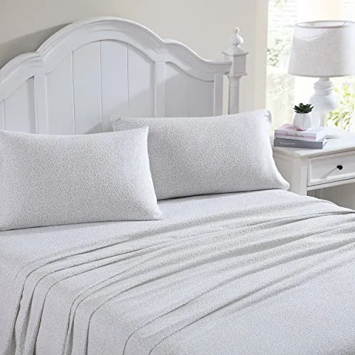 Laura Ashley Home King lakan, bomull flanell bäddset, borstad för extra mjukhet och komfort (Chelsie Vine Grey, King) 883893779563