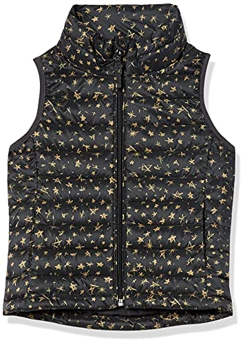 Amazon Essentials Lättviktig vattentålig packbar pufferväst, svarta stjärnor, medium 195111546230