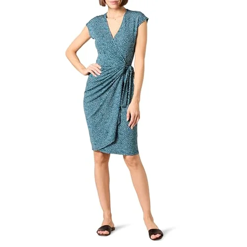 Amazon Essentials klassisk keps ärm wrap klänning (finns i plusstorlek), blå prästkrage medium 196433119133