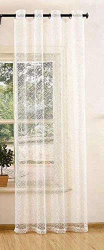 Gardinlåda Gardine nät struktur med öglor enfärgat transparent deko gardin nätdraperi 1 st. 245 x 140 natur, 203522, polyester, cm 4041984826848