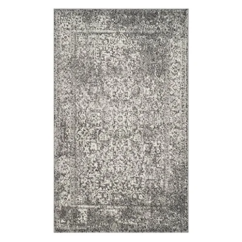 Safavieh Övergångs inomhus vävd rektangel områdesmatta, Evoke Collection, EVK256, i grått/elfenben, 91 x 152 cm för vardagsrum, sovrum eller valfritt inomhusutrymme 889048183292