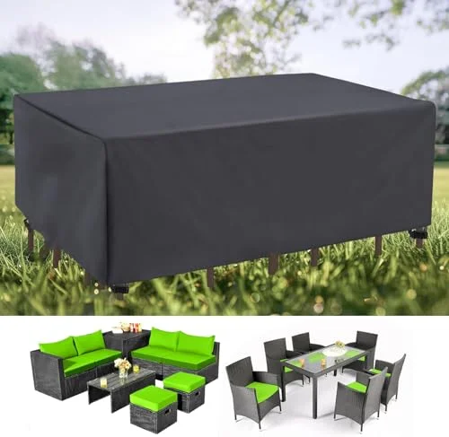 AEUUEU Överdrag för utemöbler 250 x 120 80 cm/LxBxH slitstark UV-beständig trädgårdsmöbler vattentäta överdrag, extra stor sektionssoffa uteplats set skydd, rektangulär svart 6996406603164