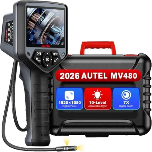 Autel MaxiVideo MV480 Inspektionskamera, Ny 2024 HD 1080P Industriellt Endoskop Videoskop, Videoskop med Ljudkommentar, Dubbla Kameror, 360 Rotation, 7X Zoom, Uppgraderad Version 6937357231495