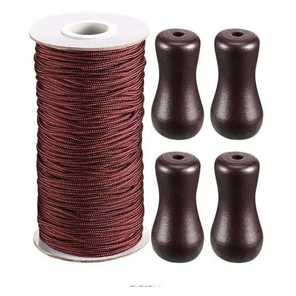 0,2 cm brun flätad persiennsnöre 50 m/rulle med 4 st bruna trähängen för aluminiummarkis, trädgårdsväxter och hantverk (brun) Z-FD-BTs-27879 0,2 cm brun flätad persiennsnöre 50 m/rulle med 4 st bruna trähängen för aluminiummarkis, trädgårdsväxter och hantverk (brun) Z-FD-BTs-27879