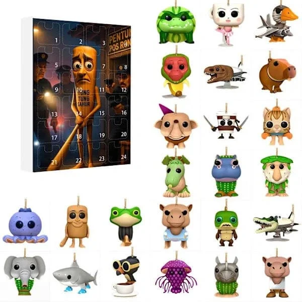 1 såld idag Adventskalender 2025 Italiensk Brainrot Tung Sahur Figur Blind Box Traalero Figurer GOGO-XF1118-33