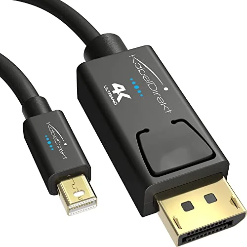 KabelDirekt Mini DisplayPort (Thunderbolt) till kabel (Mini DP DP) 1m (UHD med 4K/60Hz, version 1.2, för PC och Mac, hananslutning låsfunktioner, svart) TOP serien 4260414846328