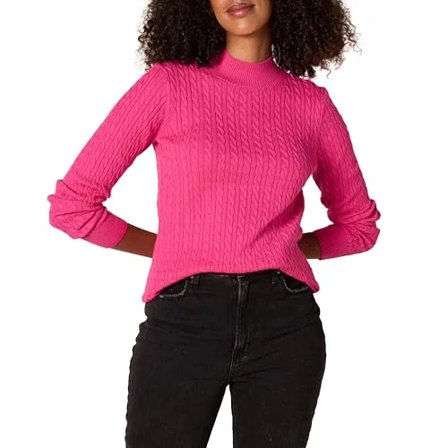 Amazon Essentials dam klassisk passform lätt kabel långärmad stoppad hals tröja, ljusrosa, X Large 195111228990