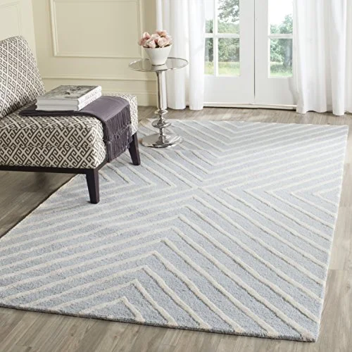 Safavieh Diamond inomhus handtuftad rektangel områdesmatta, Cambridge kollektion, CAM129, i ljusblått/elfenben, 122 x 183 cm för vardagsrum, sovrum eller valfritt inomhusutrymme 683726384878