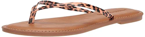 Amazon Essentials stringsandal för kvinnor, Ljusbrun leopard, 8 US Wide 840174919025