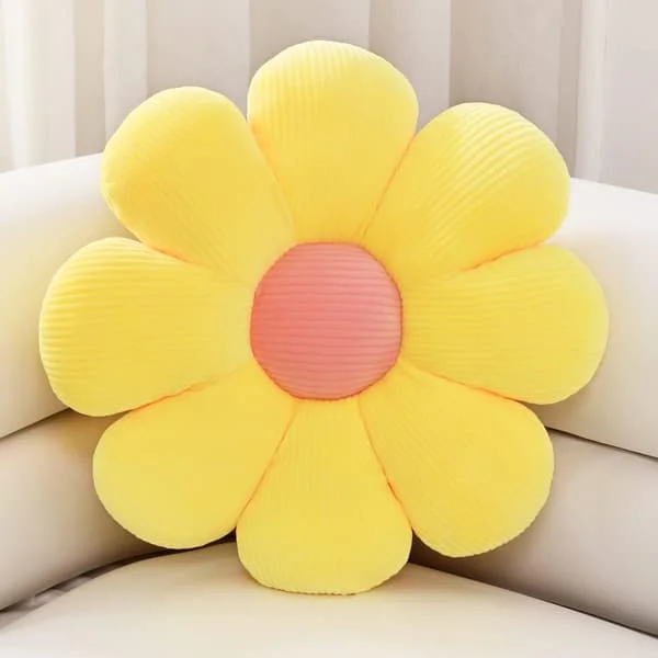 1 gul blommaformad kudde, kudde, söt plyschkudde för sovrum, soffa, stol (23,6") AFDK087605