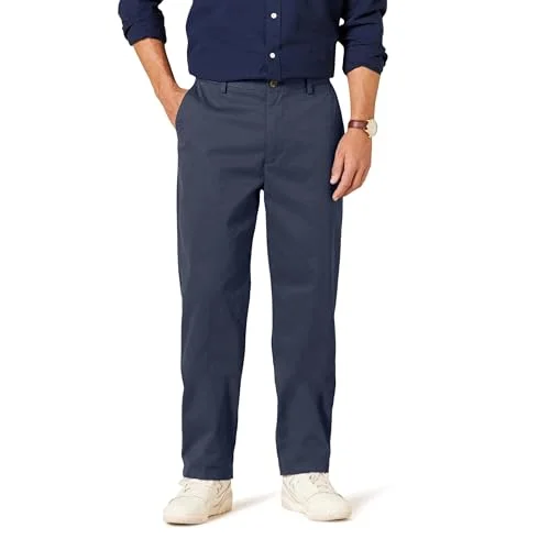 Amazon Essentials herr Classic Fit skrynkelbeständig platt framsida chinos byxa (finns i stor och hög), marinblå, 54 B x 34 L 196433254001