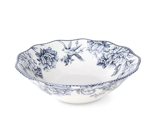 H&H Kensington Salladsskål, i porslin, blå och vit, 25,5 cm, engelsk stil 8003512791277