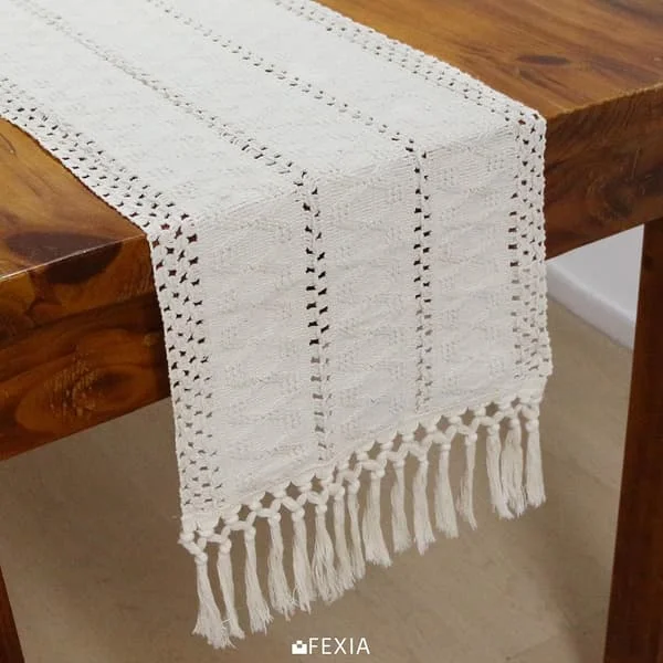 1 pc Boho Macrame Table Runner with Tassels 183 cm Long Cream Table Runner for Farmhouse Home Decor Table Runner for CJ-01-0811019188