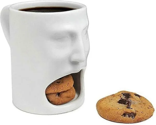 1 st Ansiktskaffemugg med kakfack eller tepåsehållare Keramisk te-mjölkkopp Frukostdrickmugg GX-0414-439