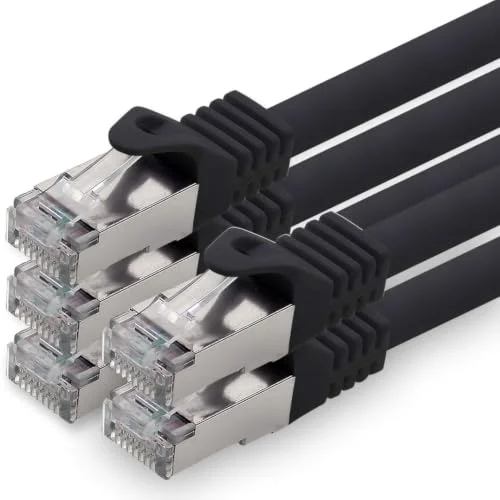 5,0m svart 5 stycken CAT.7 nätverkskabel patchkabel SFTP PIMF LSZH Gigabit Lan kabel 10Gb s cat7 raw med RJ45 kontakt Cat6a kompatibel CAT5 CAT6 cat8 4251073605289