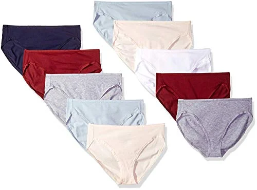 Amazon Essentials Women's Korta underkläder i bomull med höga ben (finns plusstorlek), Pack of 10, Coola färger/Varma nyanser, XXL 191770742792