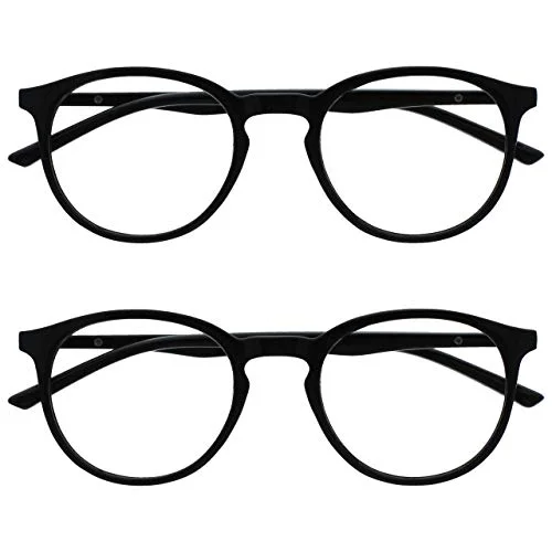 OPULIZE träffade läsglasögon 2 pack smala runda ramar repbeständiga fjädergångjärn svarta män kvinnor RR60 1 +2,50 5055955363620