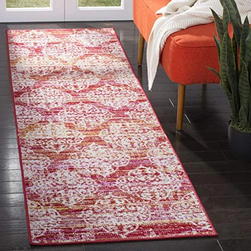 Safavieh Madeline multifunktionell inomhus/utomhatta, vävd polypropylenlöpare matta i rosa/multi, 62 x 240 cm 889048544413