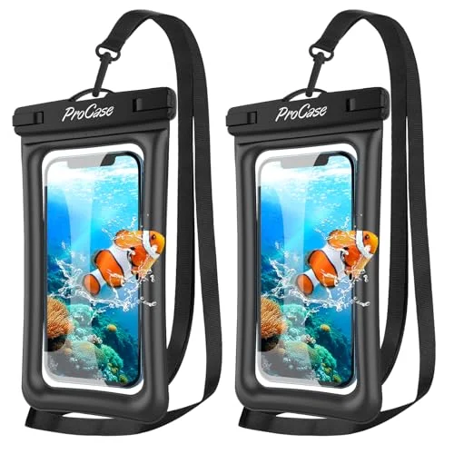 ProCase 2 stycken flytande vattentäta mobilskal, vattentätt telefonfodral, mobilväska för iPhone 14 13 12 11 Pro Max/Galaxy A13 A53 S22 S21 och andra smartphones svart 4259405525113