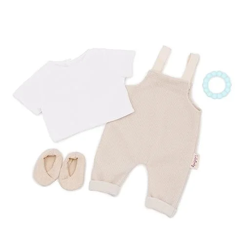 LullaBaby Dockkläder för 36 cm babydockor onepiece, topp, skor och bitring docktillbehör babydocktillbehör leksak barn från 2 år beige 62243491625