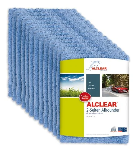 ALCLEAR Poleringsdukar 2 sidig allround för bil motorcykel och polermaskin, detaljerat mikrofiber polerduk set, 20 pack, absorberande 40 x cm blå 4260187181688