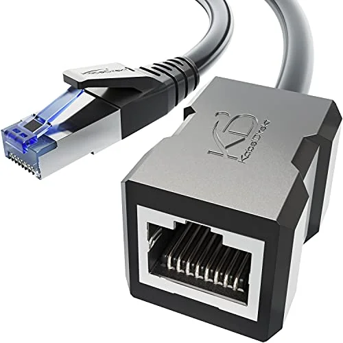 KabelDirekt LAN kabel och Ethernet förlängningskabel, konstruerad för att vara bruddsäker 10m (10 Gbit/s, CAT7 kabel, RJ45, förlänger nätverkskabel/patchkabel med full hastighet, skärmad, svart) 4260414847363