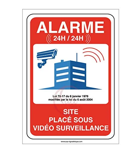 AUA SIGNALETIQUE webbplats under videolarm övervakning 24 timmar/24 210 x 300 mm, PVC 1,5 mm 3666180039390