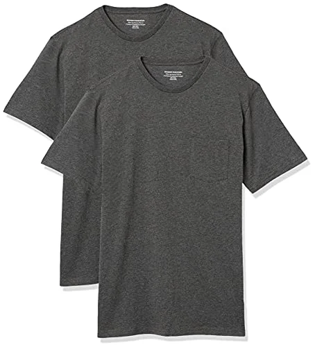 Amazon Essentials mäns normal passform kortärmad rund hals ficka t shirt, paket med 2, kolljung, X Small 196433600693