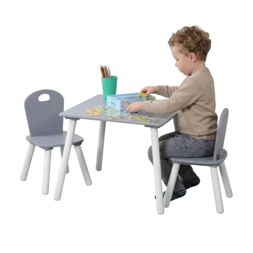 Kesper Barnbord med 2 stolar, material: Fiberskiva, mått: 55 x 45 cm, färg: vit, grå 17732 13 4000270935213