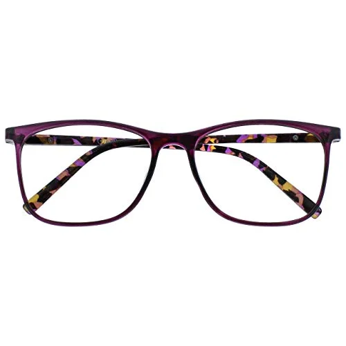 Opulize Unisex båge läsglasögon (5 pack), Lila med genomskinligt mönster, +3,00 Dioptrien 5055955375814