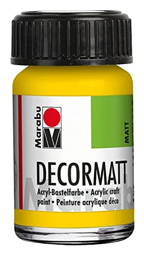 Marabu 14010039019 dekorativ matta akryl gul 019, 15 ml, sammetsmatta vattenbaserad akrylfärg, krämig och färgintensiv, salivsäker, väderbeständig, för fri målning stencilering 4007751097378