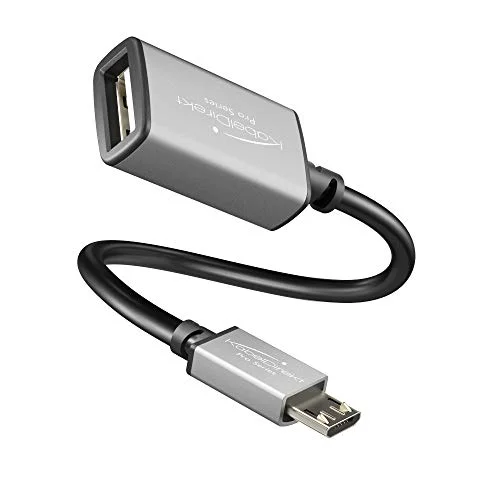 KabelDirekt OTG adapter 0,15m (USB A 2.0 hon anslutning på mikro USB anslutning, datakabel, för hårddisk, kortläsare, minnessticka, mus, tangentbord, svart/rymdgrå) PRO serien 4260414845185