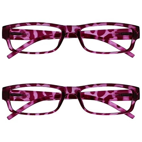 OPULIZE The Reading Glasses Company rosa sköldpaddsskal lätt bekväma läsare värde 2 pack designerstil män kvinnor UVR2PK032PK +1,50 5055955312789