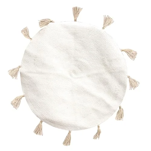 HOME DECO FACTORY rund matta bomull tofs beige 3664944187448