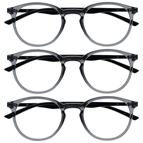 Opulize Met 3 pack distansglasögon kort sikt stor rund grå svart herr dam vårgångjärn MMM60 7 1,50 5055955365426