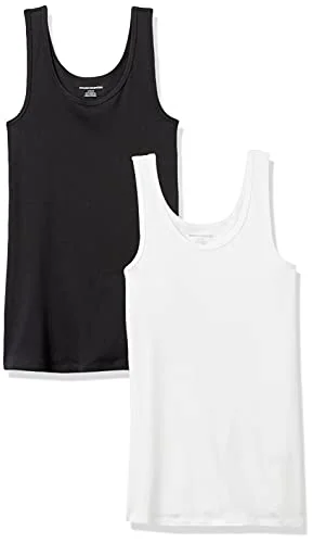 Amazon Essentials Women's Linne smal passform, Pack of 2, Svart/Vit, XL 191770289372