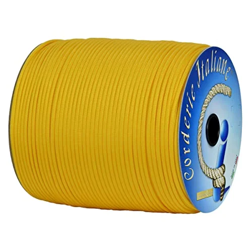 Paracord 550 Type III Basic, gul 4 mm 20 mt, 7 trådar, 100% Tillverkad i Italien 006078821 Corderie Italiane 8030959078821