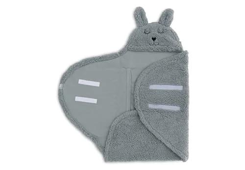 Jollein Babyfilt kanin, havsgrön med öron och kaninansikte 100% polyester 100 x 105 cm skötfilt för spädbarn 8717329387713