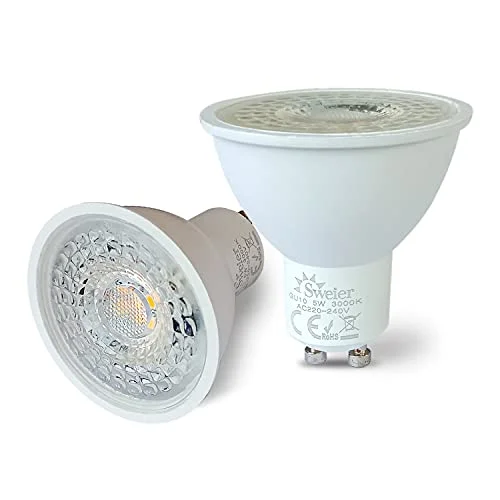 2xSweier 5W GU10 LED lampor 38 strålningsvinkel 430lm, varmvitt 3000K 220 240V Spotlight, motsvarande 50W Halogen.Ej dimbar. 610625469733