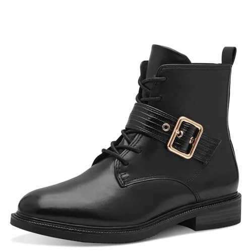 Marco Tozzi Dam Bootie Laced 2 25101 43 modestövlar, svart/guld, 41 EU, Svart guld, EU 4064232099634