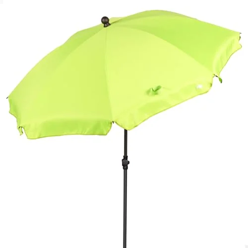 AKTIVE Stort strandparaply, 200 cm, grön färg, stålstång, lutning och höjdjusterbar, polyestertyg, UV30 skydd, stora paraplyer, inklusive bärfodral med handtag (62333), 8412842623347