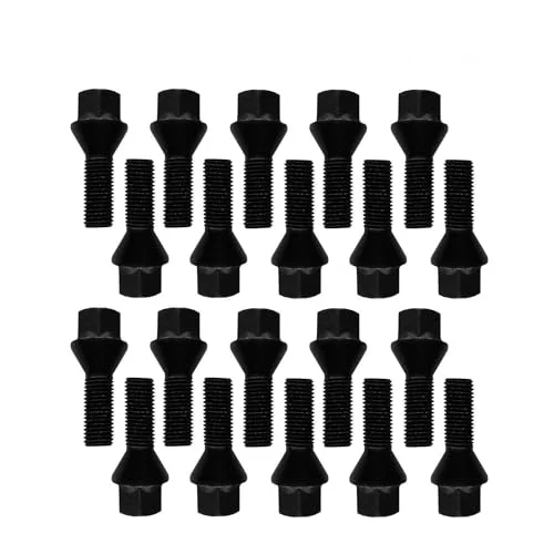 20 hjulskruvar hjulbultar konisk krage svart M 14 x 1,5 30 mm 4251891498834