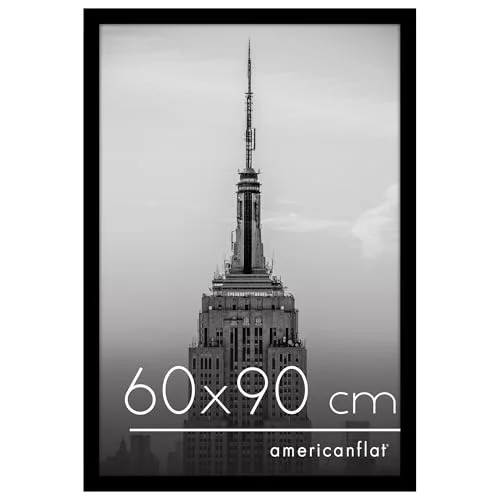 Americanflat 60x90 cm ram med polerad plexiglas Bred modell i konstruerat trä för vertikal eller horisontell väggmontering Epic Collection Svart 198301012232