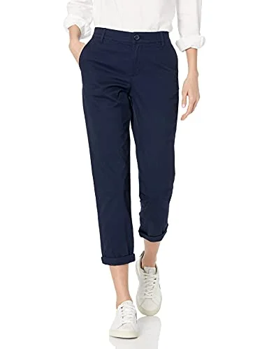 Amazon Essentials dam Mid Rise Slim Fit beskurna avsmalnande ben kakibyxor, marinblå, 2 195111296005