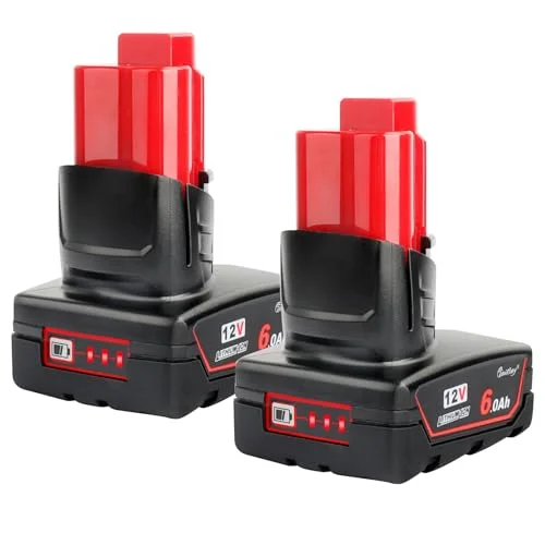 2X Waitley 12 V 6,0Ah Li ION batteri för Milwaukee M12 M12B 48 11 2411 2420 2401 2402 M batteriverktyg 761429956544