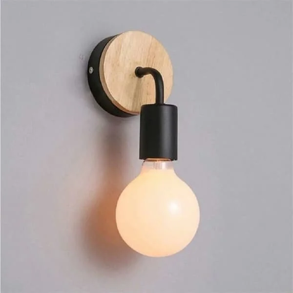 1-pack minimalistisk svart LED-vägglampa i järn och träpanel, 350° roterbar justerbar. Varm ljusfärg. CAQQ-37856-1 1-pack minimalistisk svart LED-vägglampa i järn och träpanel, 350° roterbar justerbar. Varm ljusfärg. CAQQ-37856-1